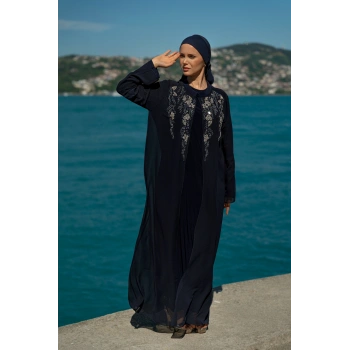 UZUN TAŞLI ZARİF TESETTÜR ABAYA-LACİVERT
