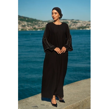 UZUN TAŞLI ZARİF TESETTÜR ABAYA-SİYAH