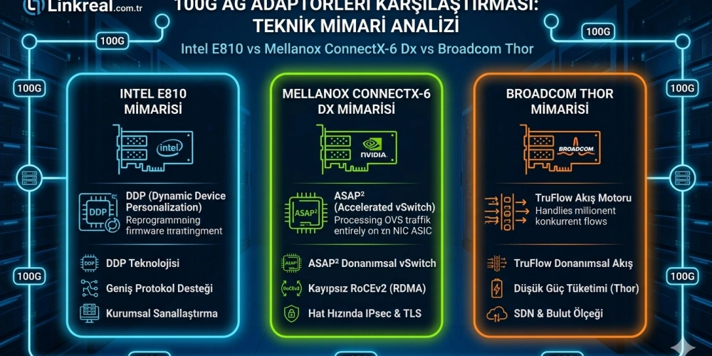 100G Ethernet Kartı Karşılaştırması: Intel vs Mellanox vs Broadcom