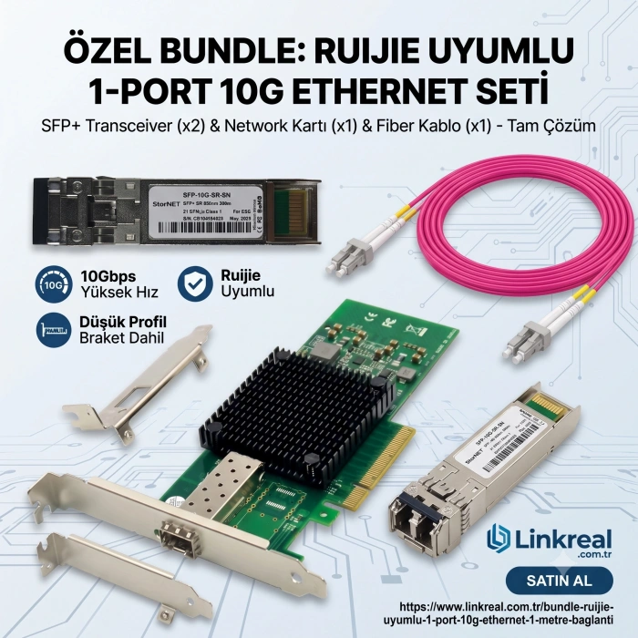 Bundle Ruijie Uyumlu 10G SFP+ Ethernet Kartı ve Kablo Seti