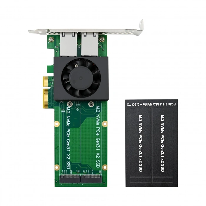 Ethernet +M2 Kart PCIe 3.0 ×4 ASM2812 & I226 2N2T Chipset: ASM2812 + I226