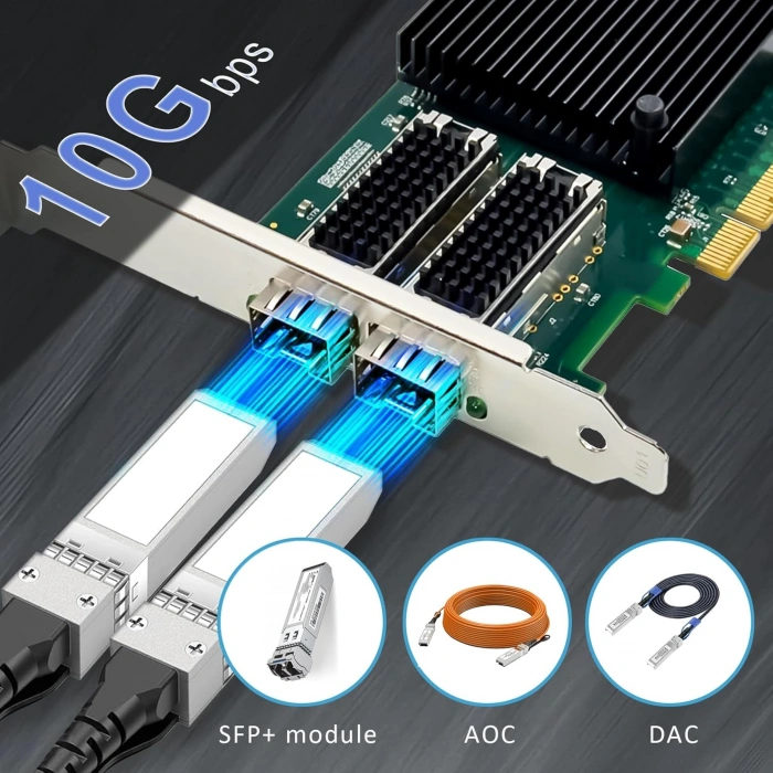 intel X710-DA2 PCIe 3.0 x8 Dual-10G SFP+ Fiber Ethernet Kart | StorNET