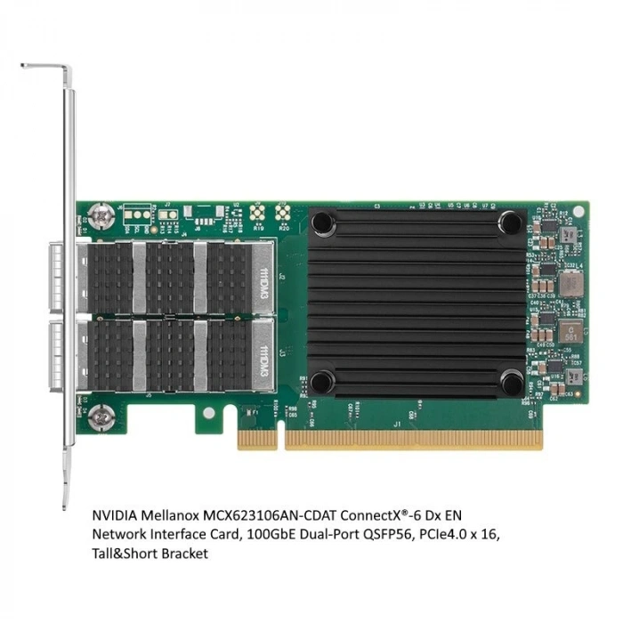 Ethernet Kartı NVIDIA Mellanox MCX623106AN-CDAT ConnectX-6 100GbE Dual-Port QSFP56 PCIe4.0