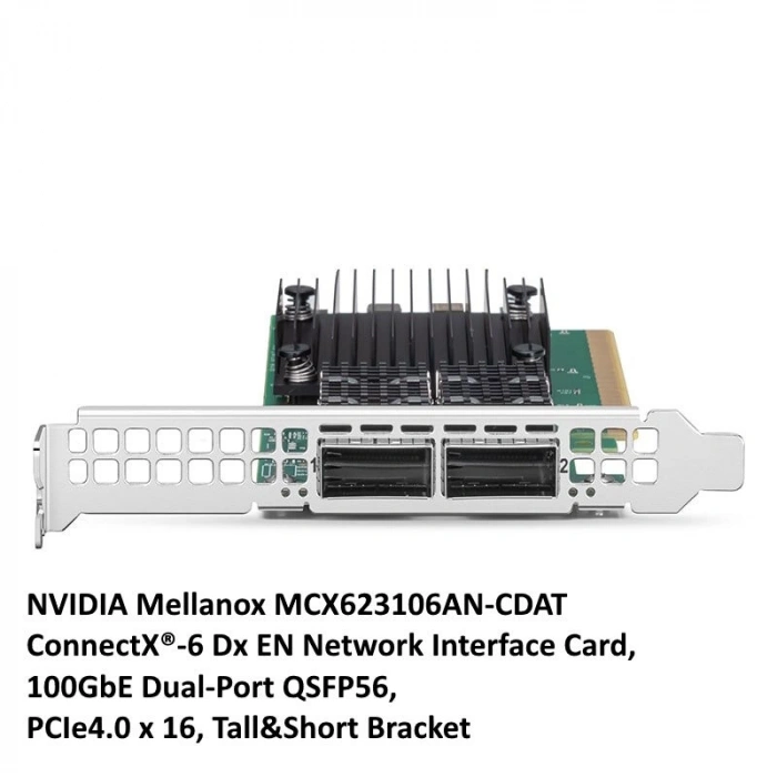 Ethernet Kartı NVIDIA Mellanox MCX623106AN-CDAT ConnectX-6 100GbE Dual-Port QSFP56 PCIe4.0