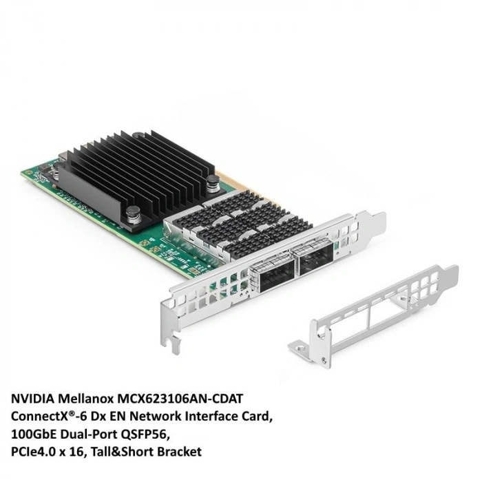 Ethernet Kartı NVIDIA Mellanox MCX623106AN-CDAT ConnectX-6 100GbE Dual-Port QSFP56 PCIe4.0