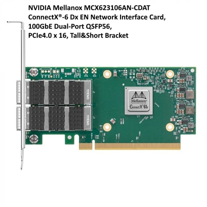 Ethernet Kartı NVIDIA Mellanox MCX623106AN-CDAT ConnectX-6 100GbE Dual-Port QSFP56 PCIe4.0
