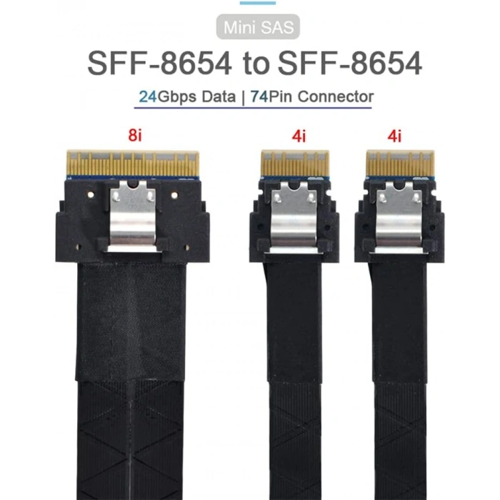 SFF-8654 8i 74pin Dual SFF-8654 4i 38Pin Kablo 40cm