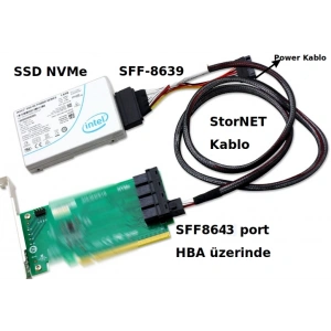 U.2 NVMe PCIe SSD Kablo | SFF-8639 → Mini-SAS HD SFF-8643 | Uzunluk:80cm