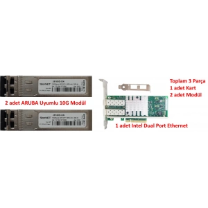 Bundle-X520-DA2 Dual Port Ethernet + 2 adet ARUBA code Transceiver