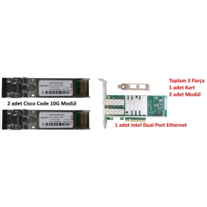 Bundle-X520-DA2 Dual Port Ethernet + 2 adet Cisco code Transceiver