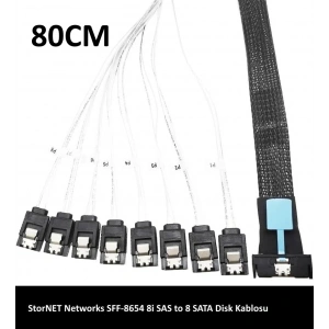 SAS SFF-8654 8I - 8X SATA 7P Kablo 80Cm