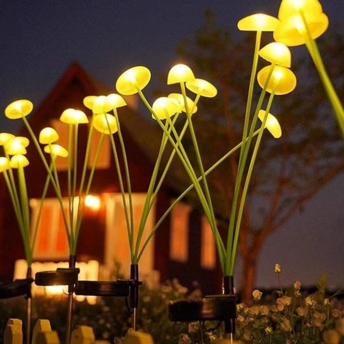 2 Adet Plastik Mantar Solar Bahçe Lambası – Güneş Enerjili Led Dış Mekan Aydınlatma, Otomatik Sensörlü Dekoratif Bahçe Işığı