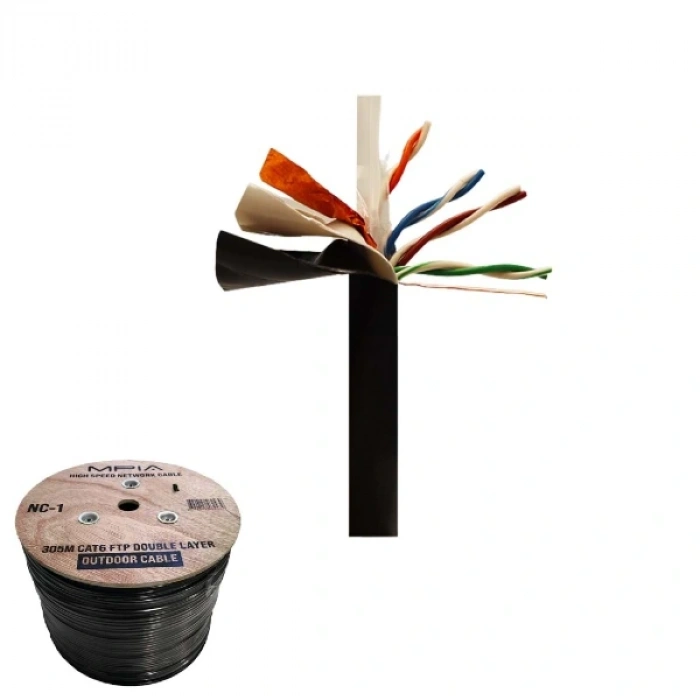 305 Metre / 0.57mm Cat6 Ftp Çift Katmanlı Dış Ortam İnternet Kablosu