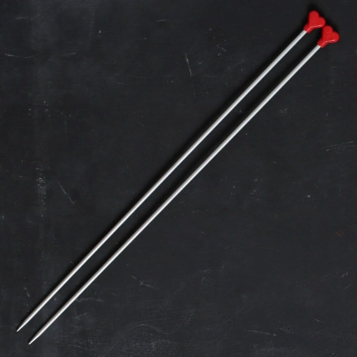 Addı Kalpli 4mm 40cm Klasik Alüminyum Örgü Şişi -