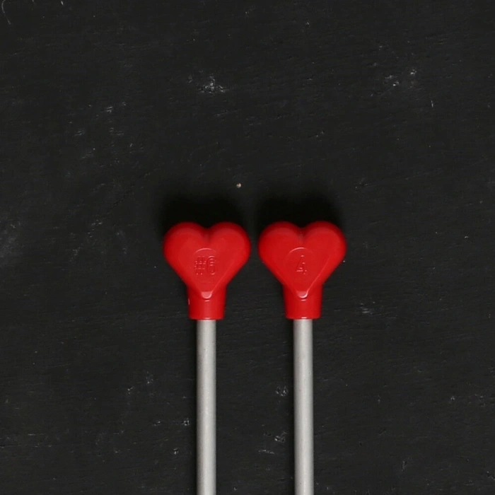 Addı Kalpli 4mm 40cm Klasik Alüminyum Örgü Şişi -