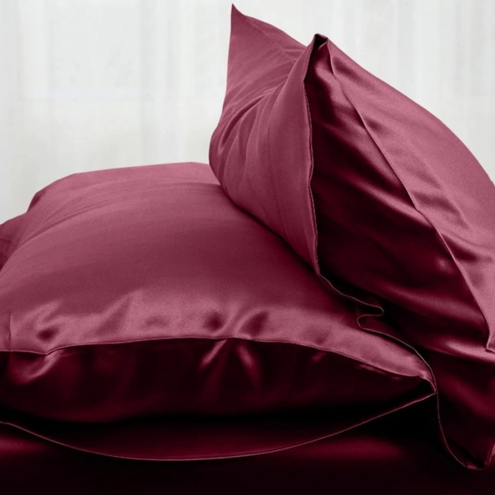 Antibakteriyel Terletmeyen İpek Saten Yastık Kılıfı 2li 50x70 Bordo