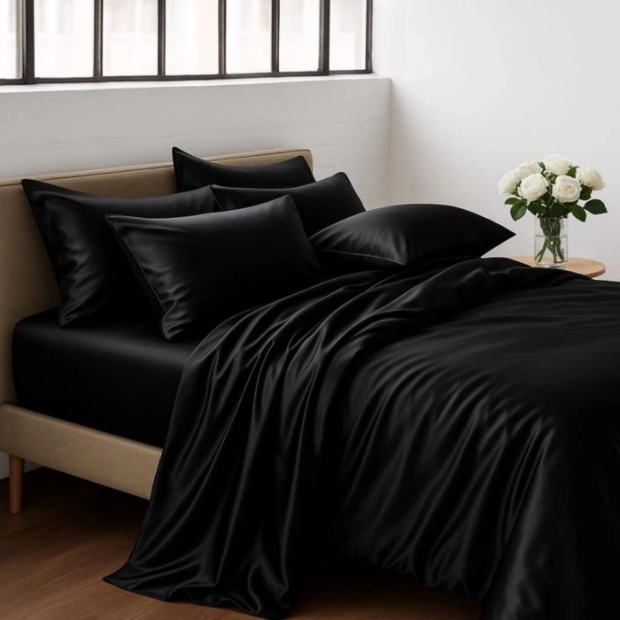 Antibakteriyel Terletmeyen İpek Saten Yastık Kılıfı 2li 50x70 Siyah