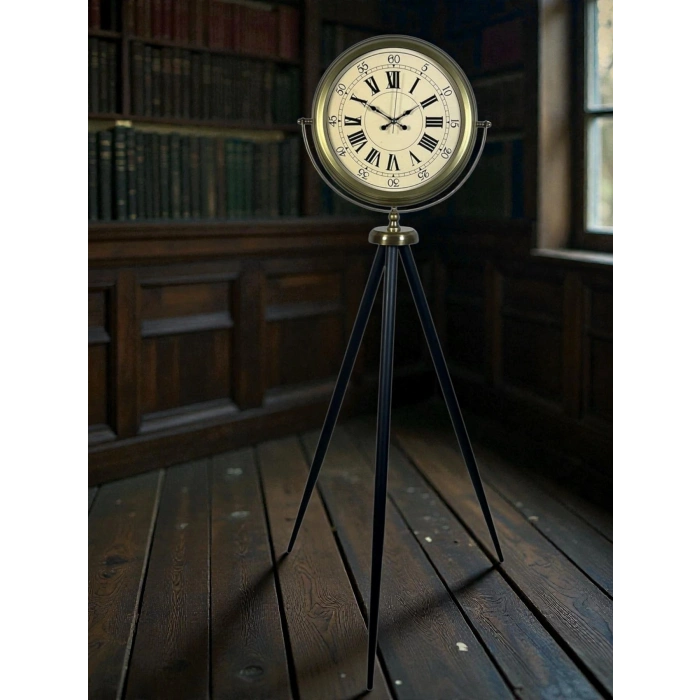 Antik Görünümlü Eskitme Tripod Ayaklı Saat