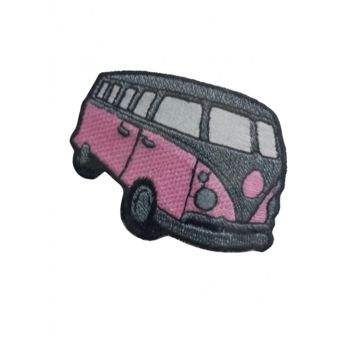 Aplike Ütü İle Yapışan Otobüs Pembe-gri Arma 4x2,5 Cm