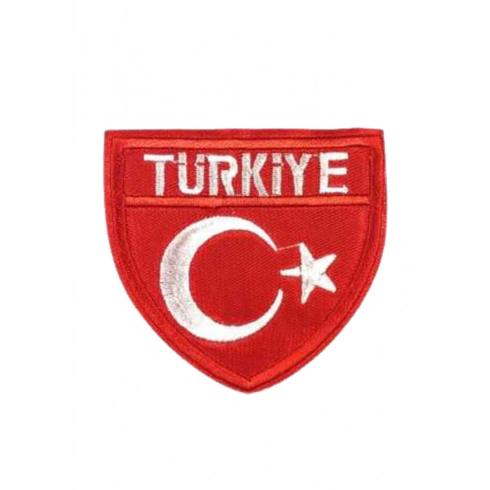Aplike Ütü İle Yapışan Türk Bayrağı Türkiye Yazılı Arma 4 Cm