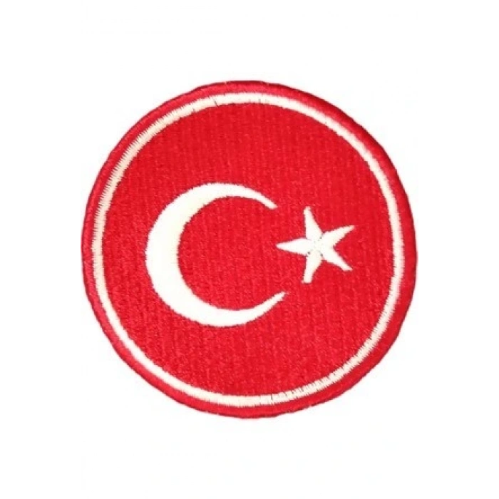 Aplike Ütü İle Yapışan Türk Bayrağı Yuvarlak Küçük Arma 3 Cm