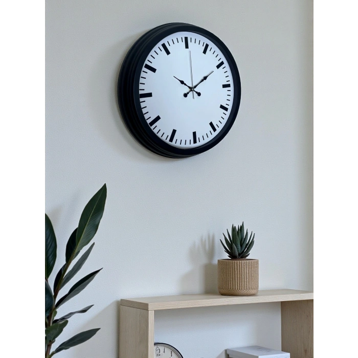 Black & White Baseline 40 Cm Metal Duvar Saati