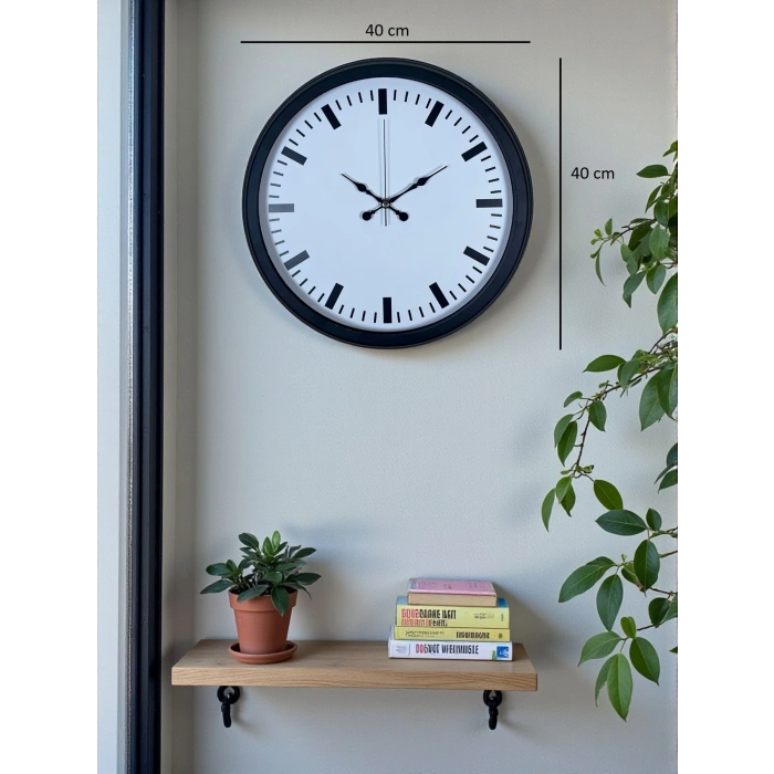 Black & White Baseline 40 Cm Metal Duvar Saati