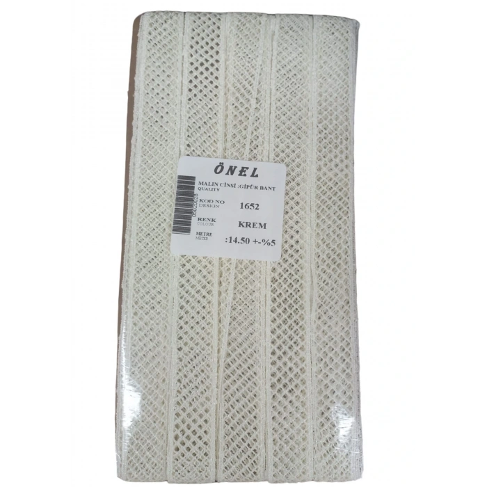 Dantel Polyester Güpür Bant Krem 14,50 Metre En 3 Cm On-1652-kr