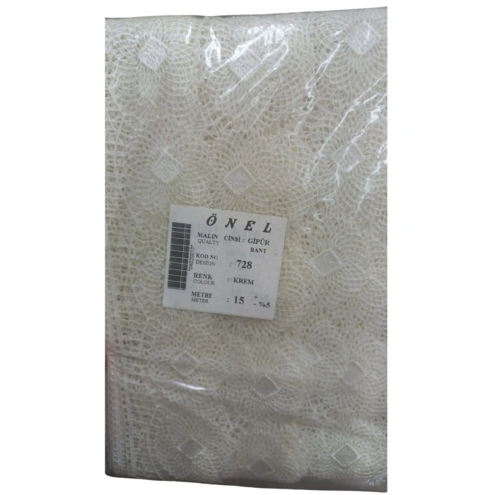 Dantel Polyester Güpür Bant Krem 15 Metre En 6 Cm On-728-kr