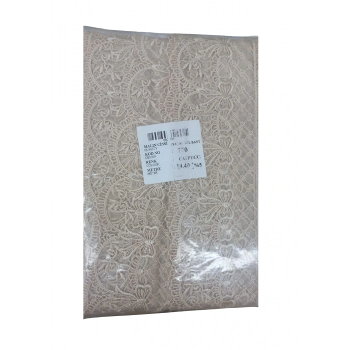 Dantel Polyester Sanal Tül Bant Cappucino 14,40 Metre En 6 Cm On-770-c