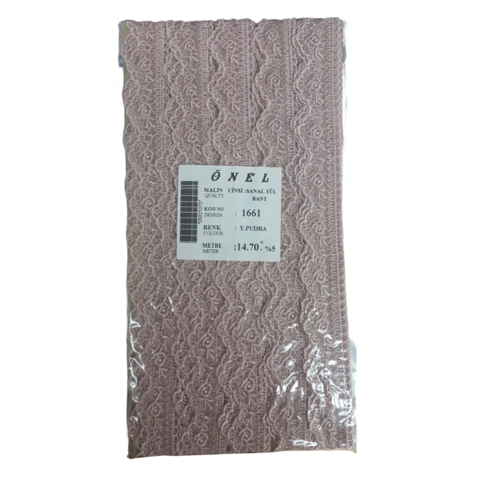 Dantel Polyester Sanal Tül Bant Y.pudra 14,70 Metre En 6 Cm On-1661-pu