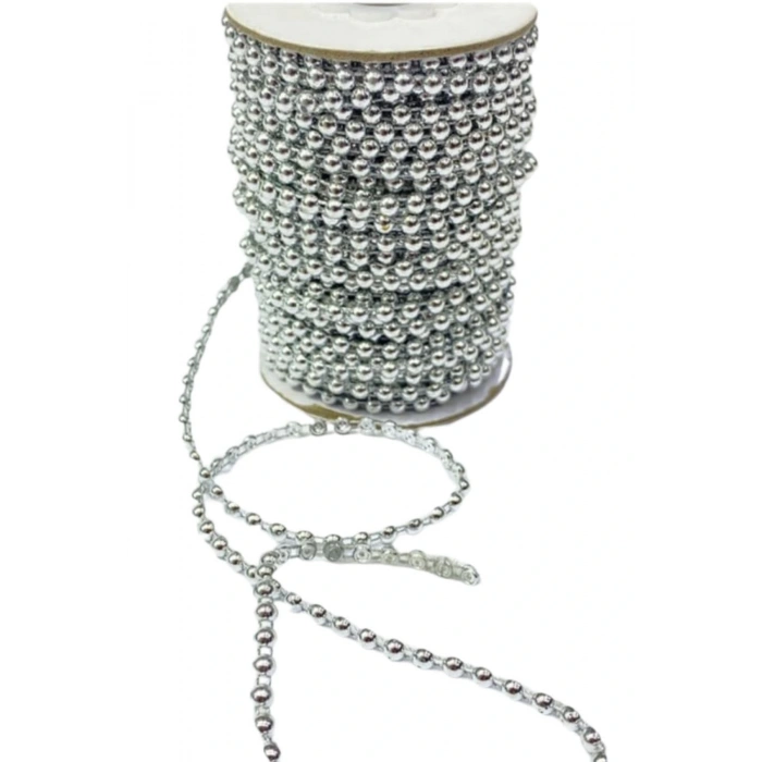 Dikilebilir Sıralı İnci Tekli En 1 Cm Gümüş 5 Metre