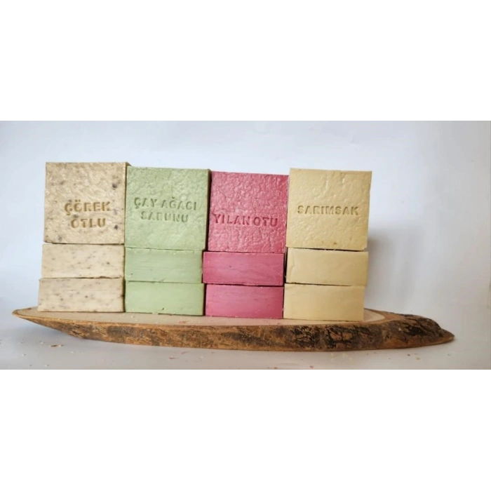 Doğal Üretim Sabunu Karışık (çörekotu-çay Ağacı-yılan Otu-sarımsak) 12li Set