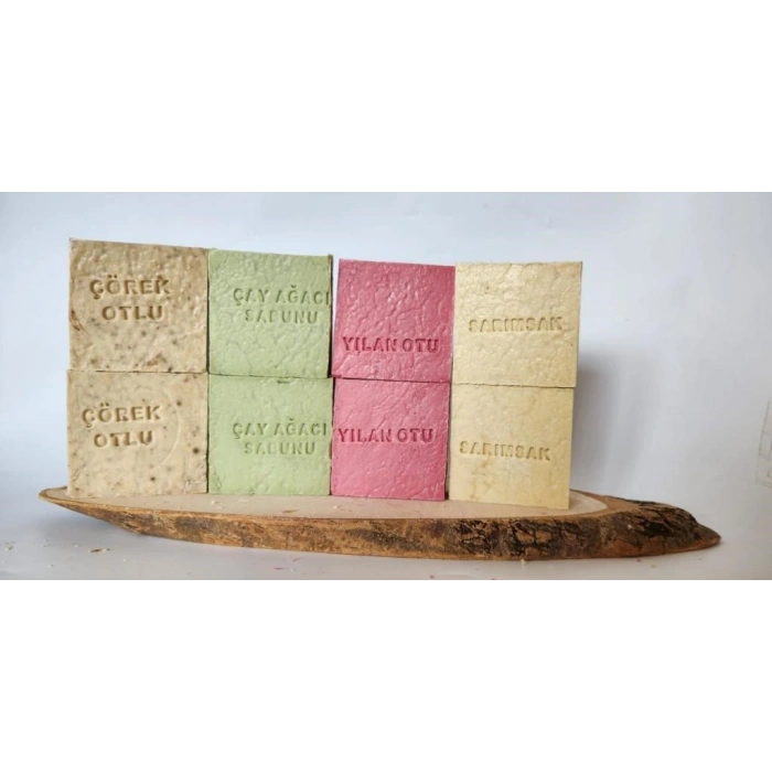 Doğal Üretim Sabunu Karışık (çörekotu-çay Ağacı-yılan Otu-sarımsak) 8li Set