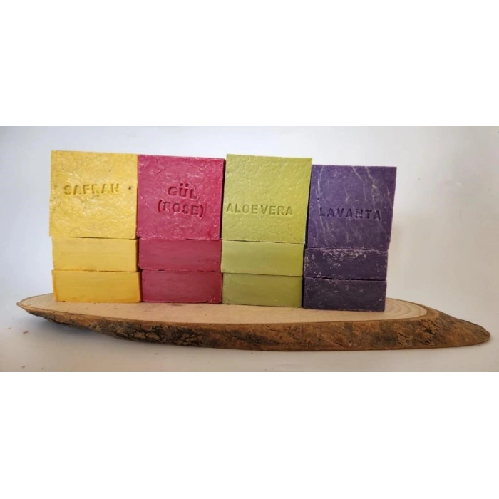 Doğal Üretim Sabunu Karışık (safran-gül-lavanta-aleovera) 12li Set