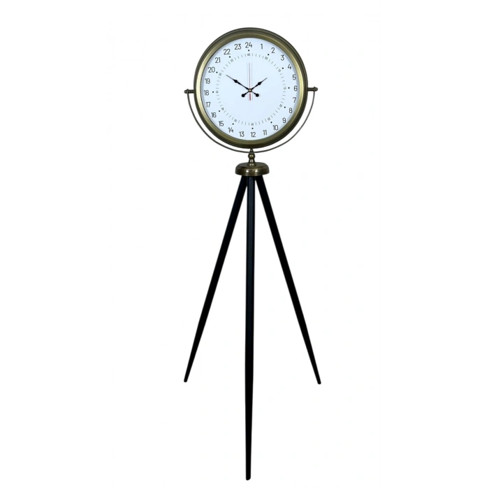 Eskitme 24 Saat Göstergeli Özel Tasarım Tripod Ayaklı Saat