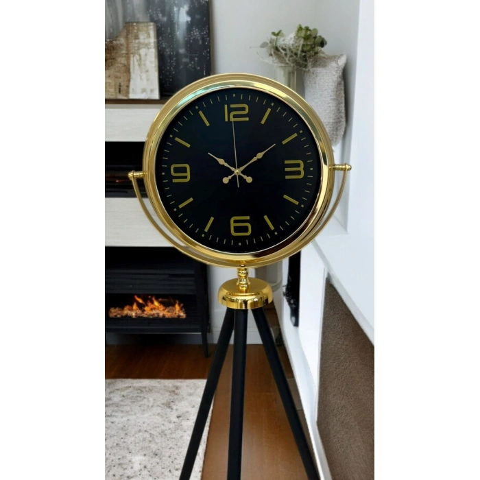 Gold Dekoratif Tasarım Tripod Ayaklı Saat