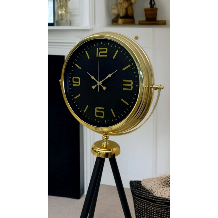 Gold Dekoratif Tasarım Tripod Ayaklı Saat