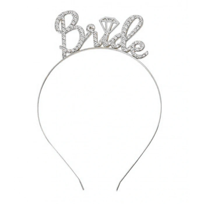 Gümüş Renkli Taşlı “bride” Gelin Tacı