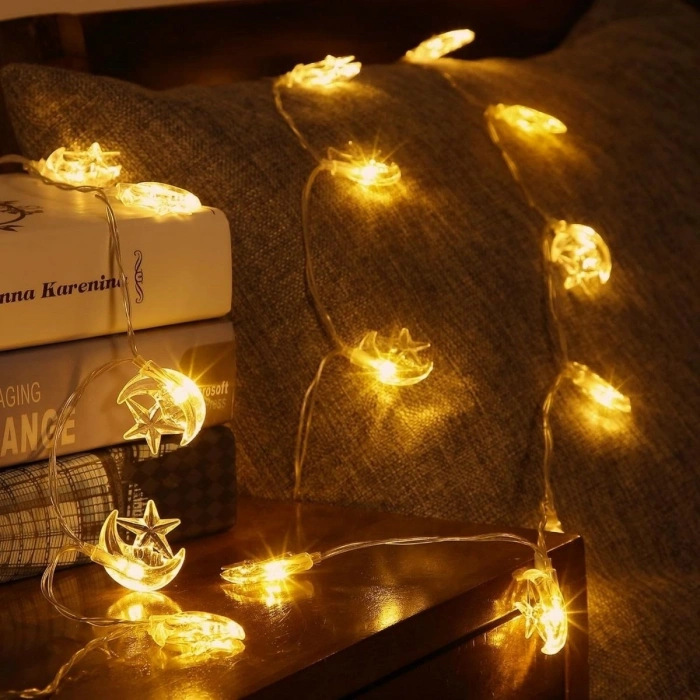 Hilal Ve Yıldız Şekilli 3.5 Metre Usb Led Işık – 20 Led’li Dekoratif Ramazan Dekorasyonu Ve Ortam Aydınlatması