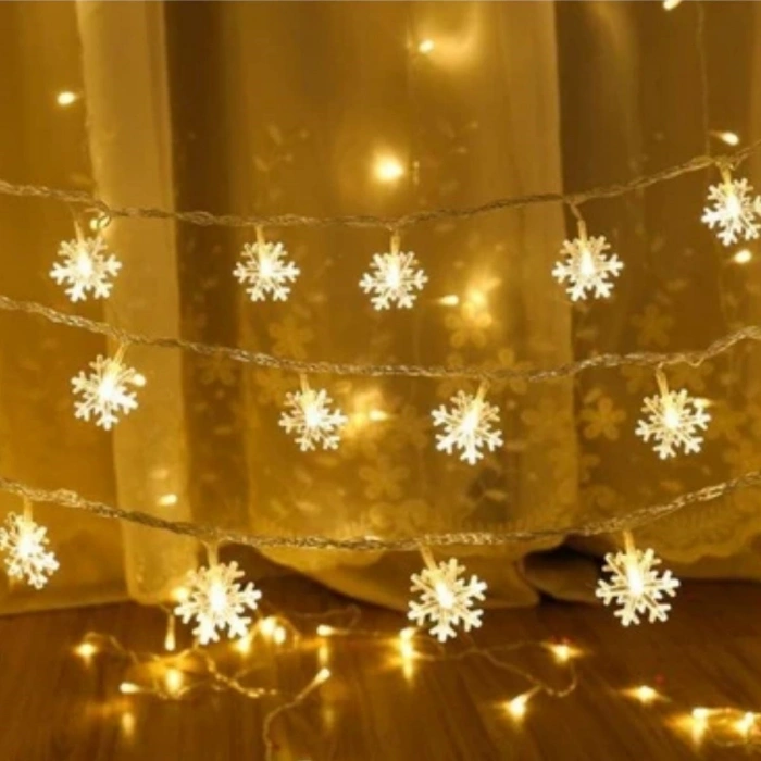 Kar Tanesi Şekilli 3.5 Metre Usb Led Işık – 20 Led’li Dekoratif Kış Ve Yılbaşı Aydınlatması