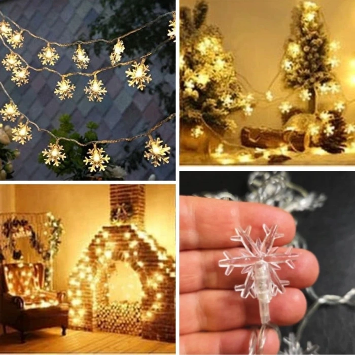 Kar Tanesi Şekilli 3.5 Metre Usb Led Işık – 20 Led’li Dekoratif Kış Ve Yılbaşı Aydınlatması