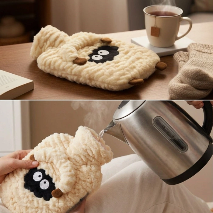 Kuzucuk Figürlü Peluş Sıcak Su Torbası 1 Lt – Yumuşak Kılıf, Uzun Süre Sıcak Tutan Termal Su Torbası