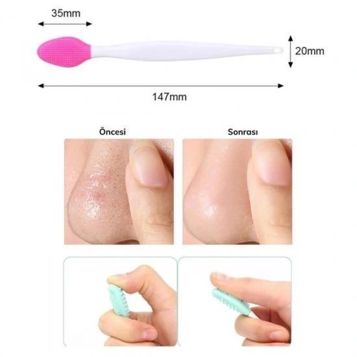 Leyloş 2 Adet Dudak Fırçası Peeling Etkili Gözenek  Siyah Nokta Temizleyici Akne Giderici Çift Yönl