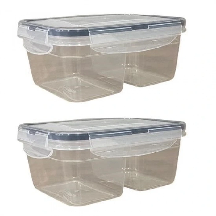 Leyloş 2 Bölmeli 0,45+0,45 Litre Kilitli Kapaklı Erzak Saklama Kabı Lc-524