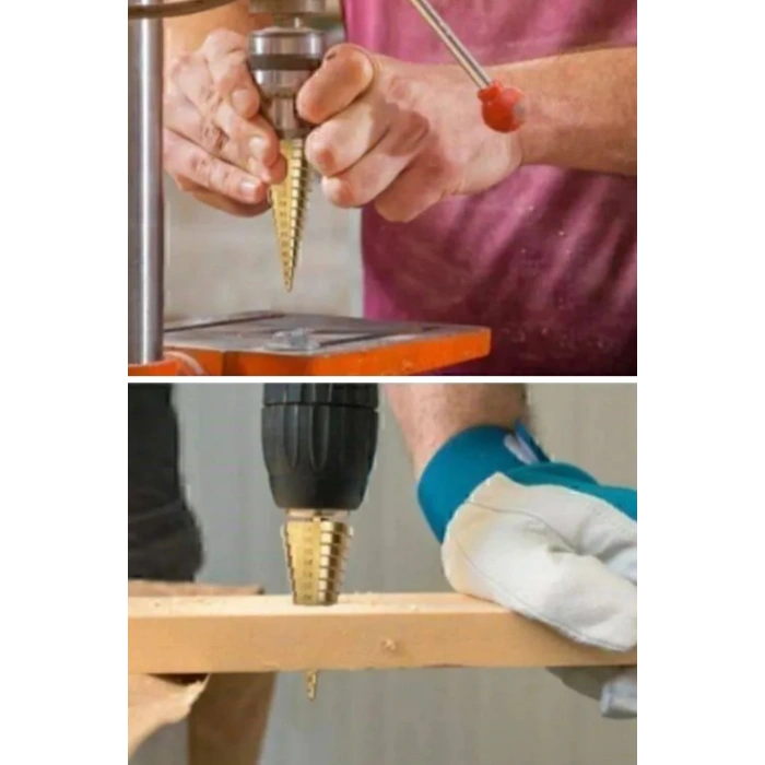 Leyloş 3 Parça Kademeli Matkap Ucu Paslanmaz Uç Alüminyum Sac Demir Delme Seti