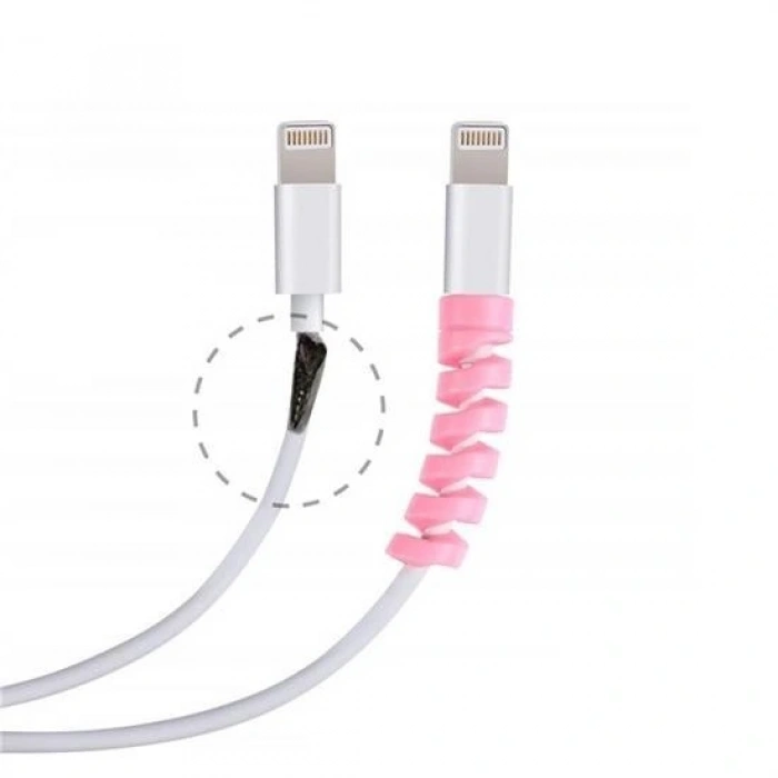 Leyloş 4lü Apple, Android Şaj Kablosu Koruyucu Silikon Spiral Yay Aparat