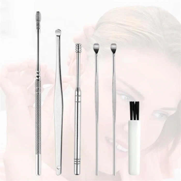 Leyloş 6 Parça Paslanmaz Çelik Kulak Balmumu Toplayıcı Çıkarıcı Temizleyici Bakımı Çubuk Seti