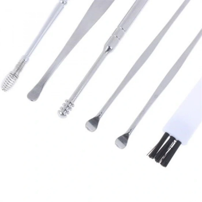 Leyloş 6 Parça Paslanmaz Çelik Kulak Balmumu Toplayıcı Çıkarıcı Temizleyici Bakımı Çubuk Seti