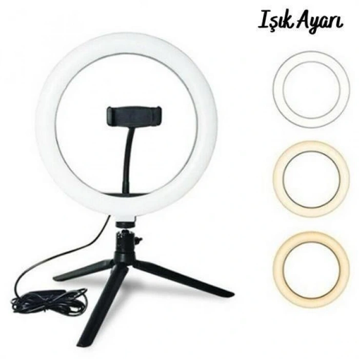 Leyloş 8inç 20cm Youtube Instagram Tiktok Selfie  Stüdyo Video Fotoğraf Ring Light  Tripod Led Halk